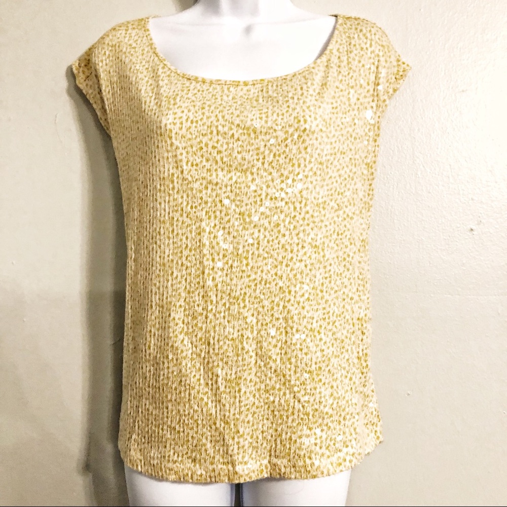 Ann Taylor LOFT Sequin Pattern Comfy Stretchy Top - Picture 1 of 5